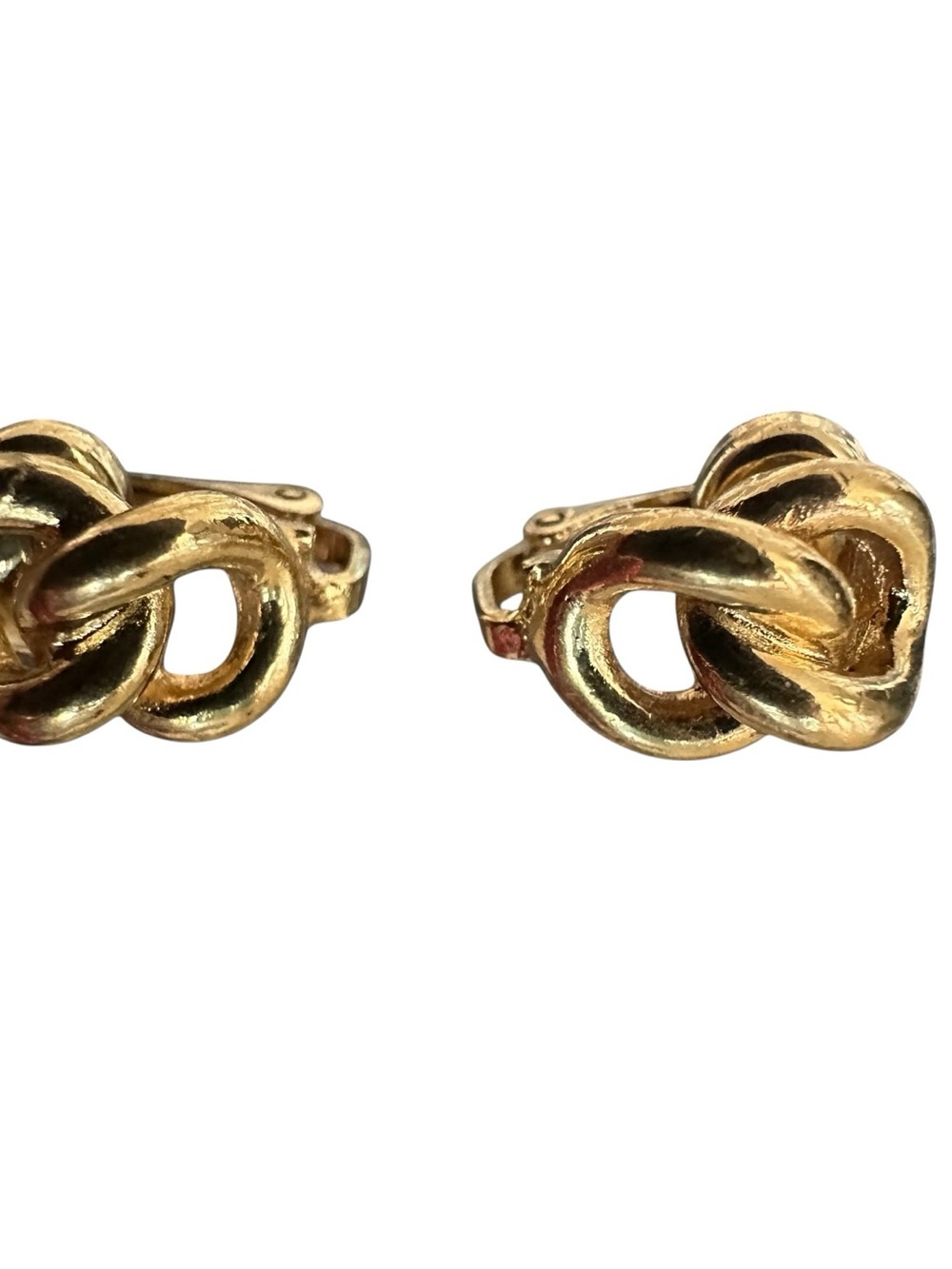 Vintage Christian Dior Gold Tone Love Knot Clip-On Earrings - Picture 2 of 9